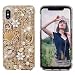 iPhone X Case, Mavis's Diary Full Edge Protective Plastic Case, 3D Handmade Crystal Clear Bling Diamonds Shiny Rhinestone Gold Floral Handbag Jewellery Hard PC Cover for iPhone X Edition