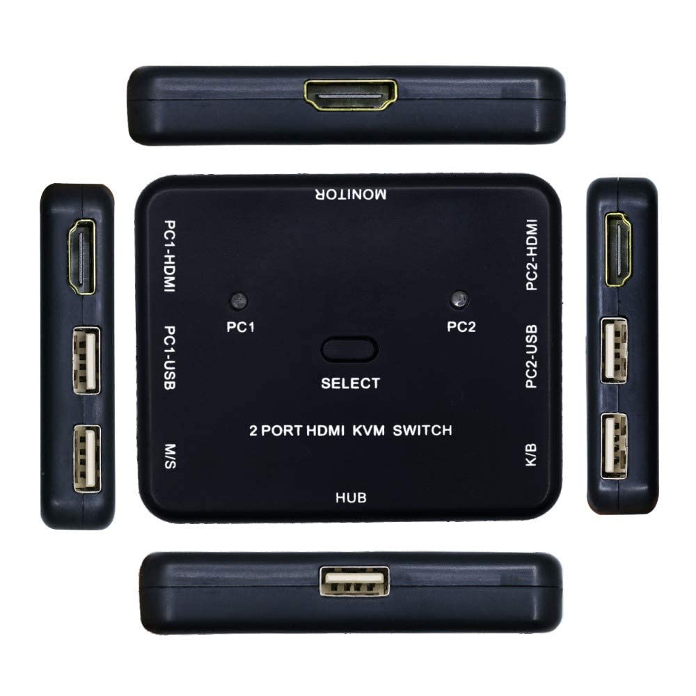 atdaraz 2 Port HDMI Switcher 2 Port USB KVM Switch 2 in 1 Out HD Switch USB Keyboard Mouse Sharing Device for Computer, PC, Laptop, Desktop, Monitor, Printer, Keyboard, Mouse Control-picture-30
