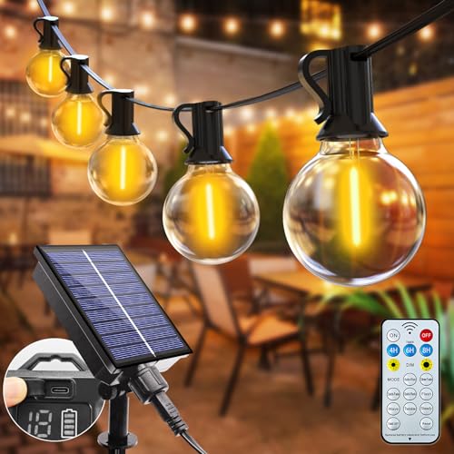 btfarm 13M Guirlande Solaire Exterieur avec Télécommande, 13+1 LED Guirlande Lumineuse Solaire Étanche IP65, 8 Modes Guirlande Guinguette Extérieur pour Jardin Terrasse Cour Noël Mariage Fête