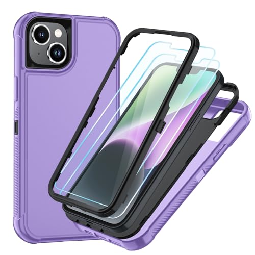 Image of SunStory Compatible with iPhone 14 Plus Case with HD Screen Protector, 3-Layer Heavy Duty Full-Body Cover,3 in 1 Hybrid Protective Case for iPhone 14 Plus 6.7 inch,Violet