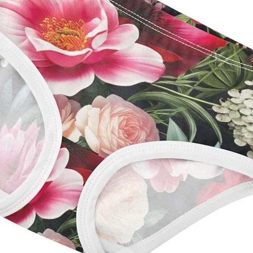 Toddler Girls Underwear 2t Cotton Panties Little Girl Print Kids Undies Briefs Ornate Floral Pink Red Flowers4