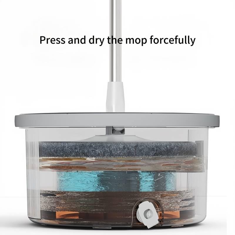 Image of Spin Mop and Bucket Set with Self Separates Dirty and Clean Water Spinning Mop and Bucket for Floor Cleaning, Wet and Dry in One Microfiber Spin Mop System with 2 Pads