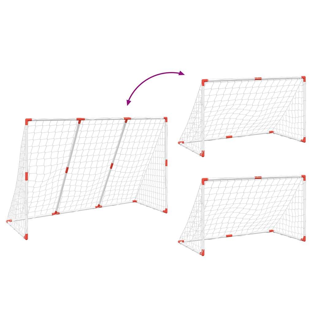 Set porta da calcio 2 in 1, 184 x 64 x 124 cm, bianco | Include pompa e palla, per interni ed esterni, facile da montare, salvaspazio