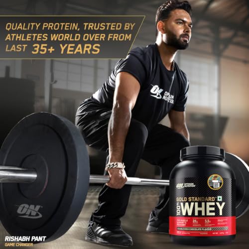 Image of Optimum Nutrition (ON) Gold Standard 100% Whey Protein Powder 5 lbs, 2.27 kg (Double Rich Chocolate), for Muscle Support & Recovery, Vegetarian - Primary Source Whey Isolate (Pack of 2)