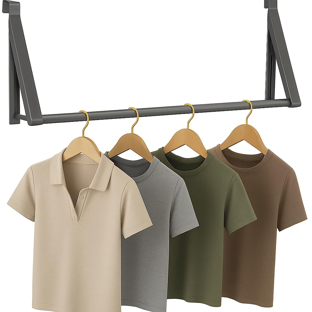 HOLDN’ STORAGE Over The Door Hanger - Foldable Rack Organizer for Hanging Clothes, Coats & Towels, Ideal for Dorm Rooms, Laundry, Bathrooms, Etc - Holds up to 35 LBs, Collapsible - Satin Nickel