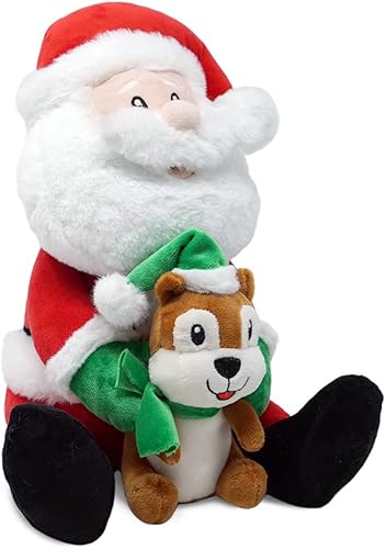 Miniatura 3 de Cuddle Barn - Chip 'n Claus  Juguete de peluche animado de Papá Noel y ardilla de Navidad, Bops Along to Song Deck The Halls, 12 pulgadas