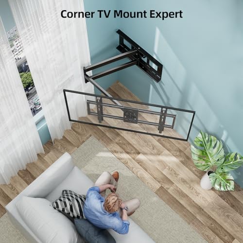HCMOUNTING Long Arm TV Wall Mount for 42-80 inch TVs, Full Motion with 43 inch Extension Articulating Arms, Swivel and Tilt TV Bracket, Holds up to 110 lbs, Max VESA 600x400mm