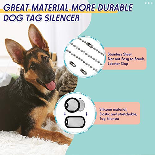 Weewooday 8 Pieces Military Dog Tag Silencers Set Silicone Silencer Black with 4 Stainless Steel Chain 4.7 inch & 27.5 inch to Reduce Noise and Protect Tag Weewooday 8 Pieces Military Dog Tag Silencers Set Silicone Silencer Black with 4 Stainless Steel Chain 4.7 inch & 27.5 inch to Reduce Noise and Protect Tag