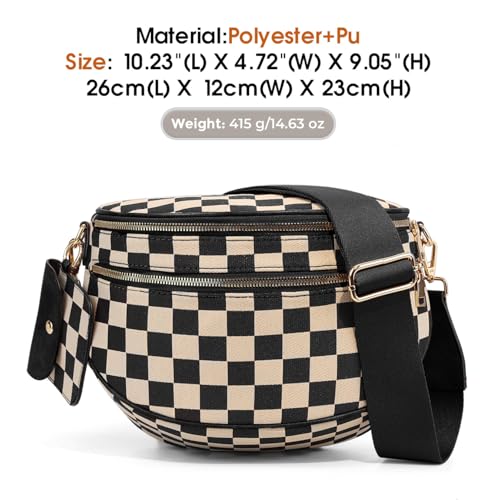 Image of 2 Pcs Checkered Crossbody Bags for Women Bum Bag Checkered Cross Body Sling Backpack Hobo Satchels Shoulder Wallet Purses