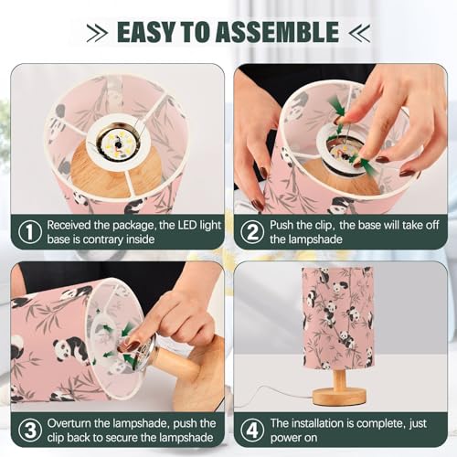Lámpara de mesa pequeña Panda durazno para niños miniatura 4