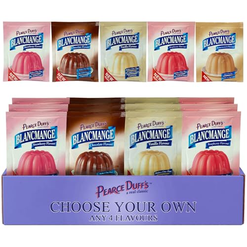 Pearce Duffs Blancmange Choose Your Own Flavours Custom 12 Pack Pick Any 4 Flavours and Receive 3 of Each Classic British Dessert Mix