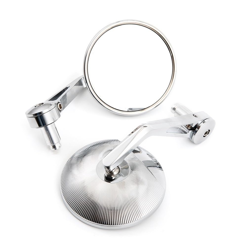 Motocyklowe Lusterka Wsteczne Moto Lusterko końców Lusterko Na Kierownicę Motocykla Wypukłe 7/8'' 22mm Uniwersalna Końcówka Kierownicy(Silver-MTHSJ333)