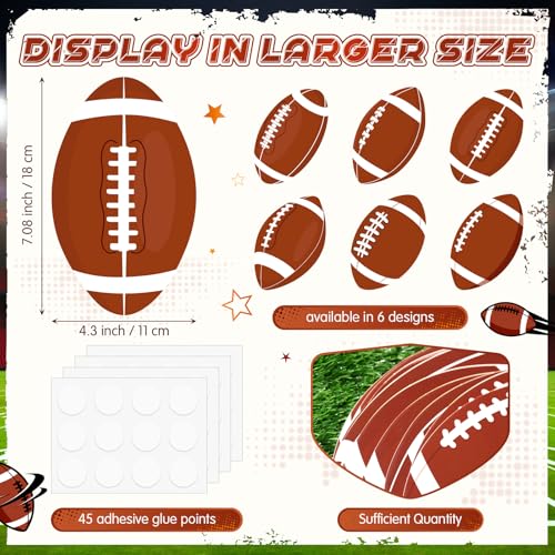 Image of Taobary 24 Pcs 7.09'' Football Cutouts Bulletin Board Decorations 6 Design