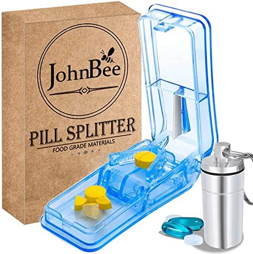 Johnbee Pill Cutter. The Best Pill Cutter For Small Pills Ever! Design In The Usa. Doubles As A Pill Box. Excellent Pill Splitter With Keychain Pill Holder.