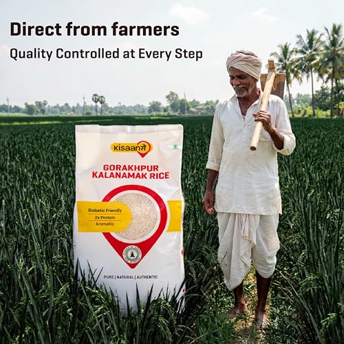 Image of KisaanSay Gorakhpur Kalanamak Rice 1KG | Diabetic Friendly | Aromatic | Unpolished | High in Iron & Protein | Rich In Nutrients & Fiber | Low GI Rice | Buddha rice | Traditionally Milled
