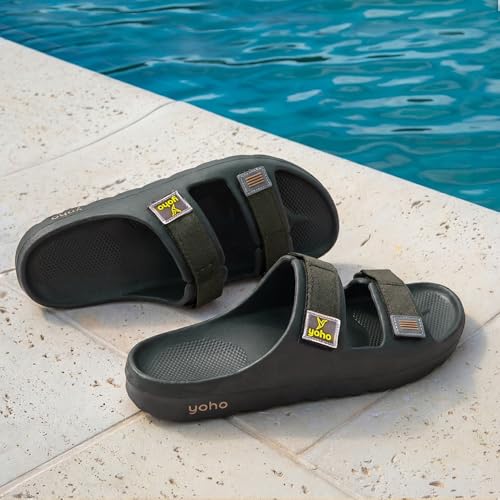 Image of YOHO Wilo Double Strap Sliders for Men | Cushioned & Lightweight | Adjustable Strap | Comfortable Monsoon Footwear & Rainy Sandals