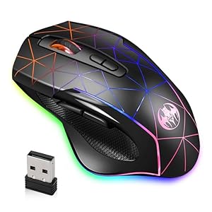 ZISONIX Wireless Gaming Mouse, Rechargeable Optical Mice with 3 Levels DPI up to 3200, 2.4G USB Computer Mouse with Ergonomic Palm Rest