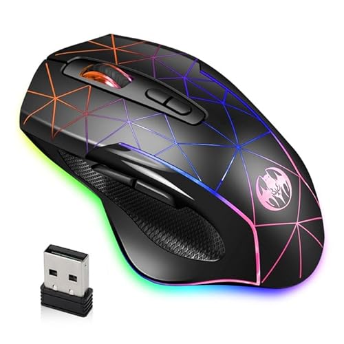 ZISONIX Wireless Gaming Mouse, Rechargeable Optical Mice with 3 Levels DPI up to 3200, 2.4G USB Computer Mouse with Ergonomic Palm Rest