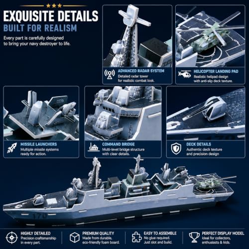 Image of Premimum 3D DIY House Puzzle Kit for Kids | Build & Assemble Model Craft Set | Creative Construction Toy for Skill Development, Educational & Imaginative Play Friendly Cardboard Puzzle Houses (Navy)