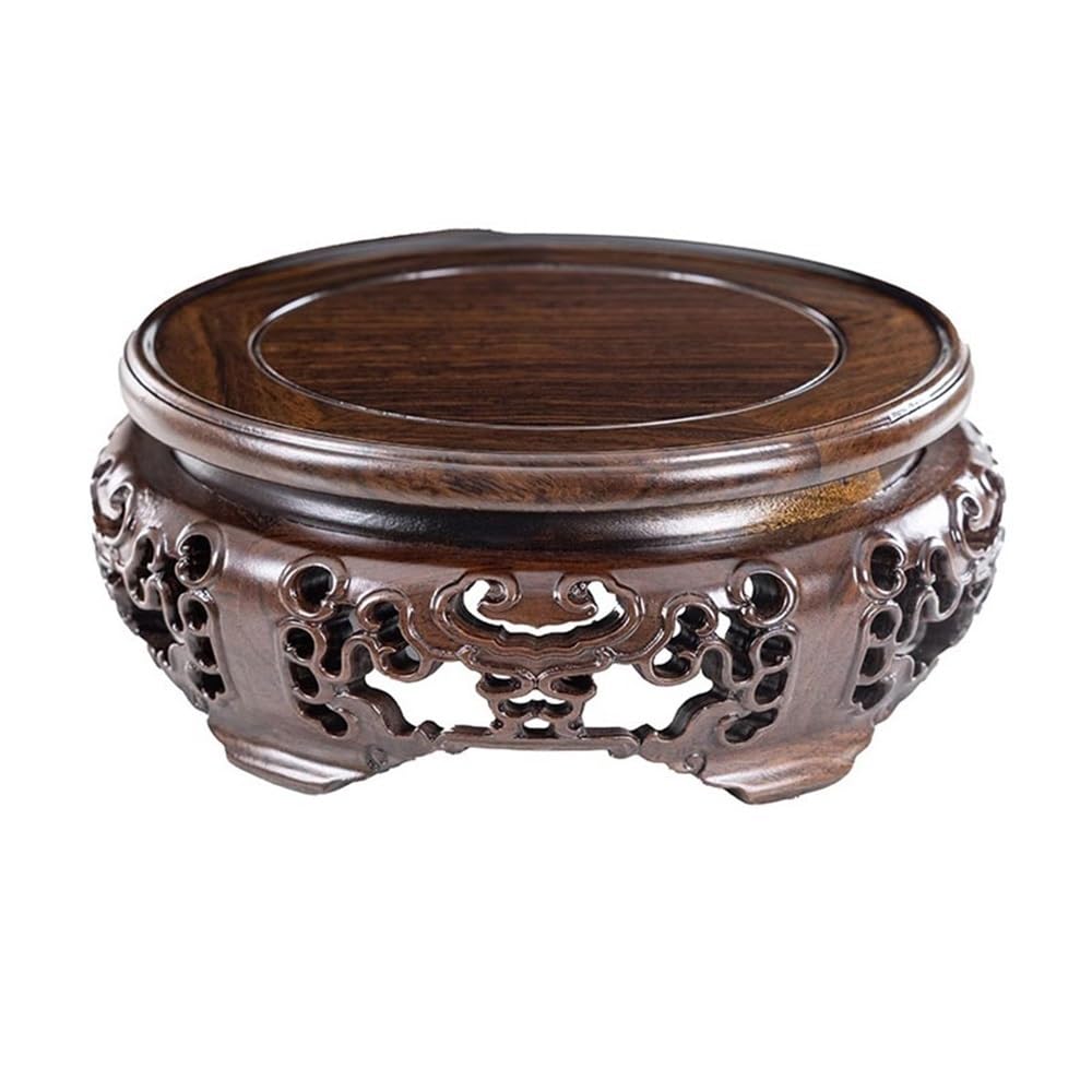 ZENY896V Home Hollow Out Carving Round Display Base, Bonsai Vase Teapot Decoration Bracket Decor
