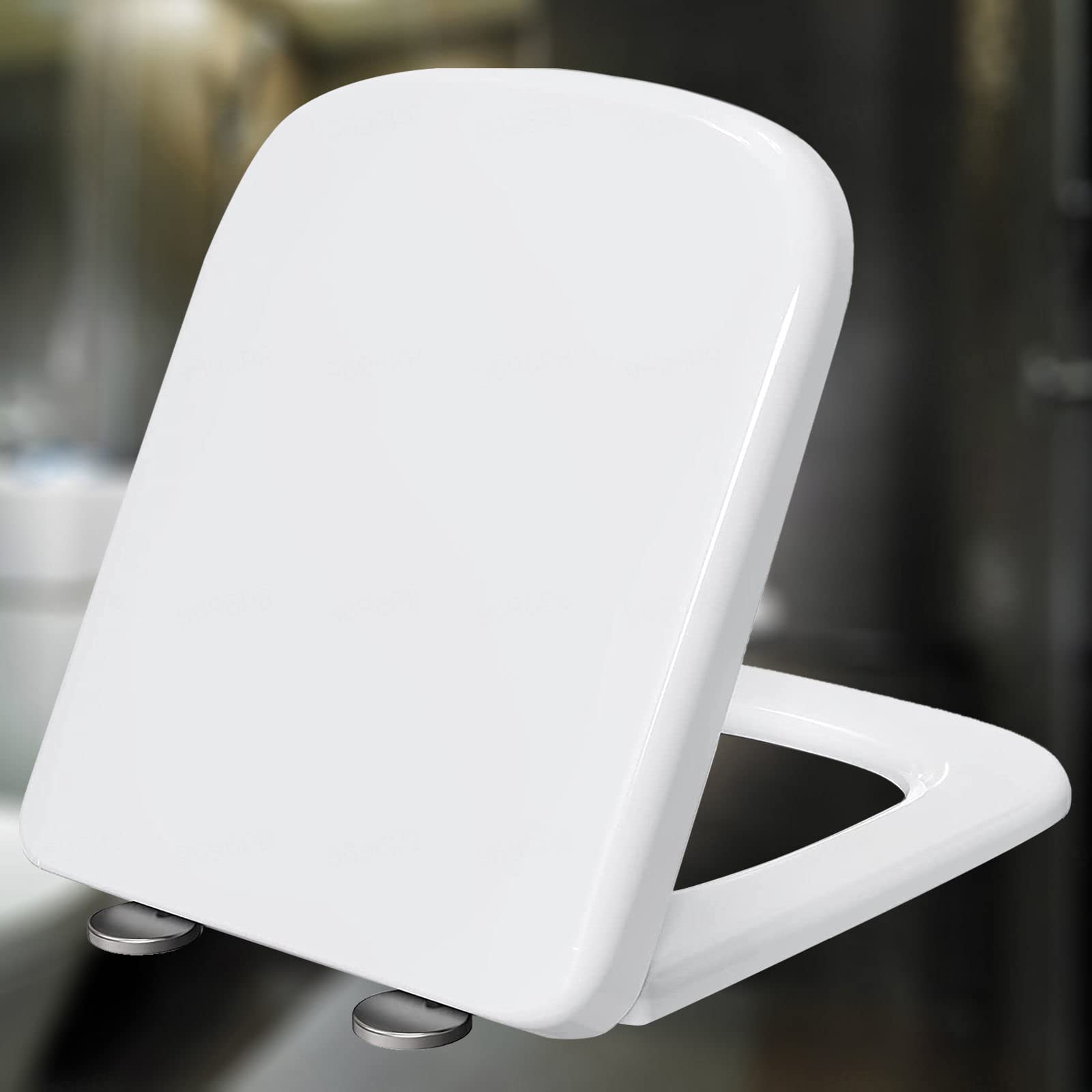 Klodeckel mit Absenkautomatik Softclose Wc Sitz Eckig Eckig Toilettensitz Absenkautomatik Quick Release klobrille Duroplast für Jede Toilette Geeignet ,white-34*45cm