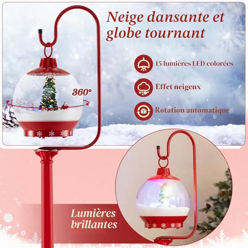 Lampadaire Noël musical 173 cm avec boule cristal et sapin SOARS
