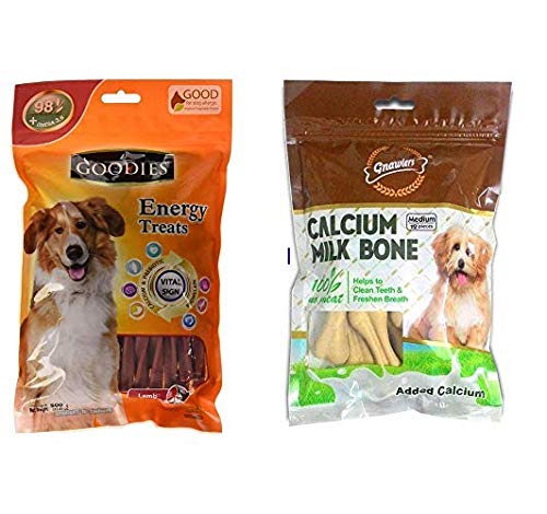 Goodies Energy Treats calcuim 125 g and Gnawlers Calcium Milk Bone for Dog Medium 35 Pieces Combo Pack (B085S2DP19) Amazon Price History, Amazon Price Tracker