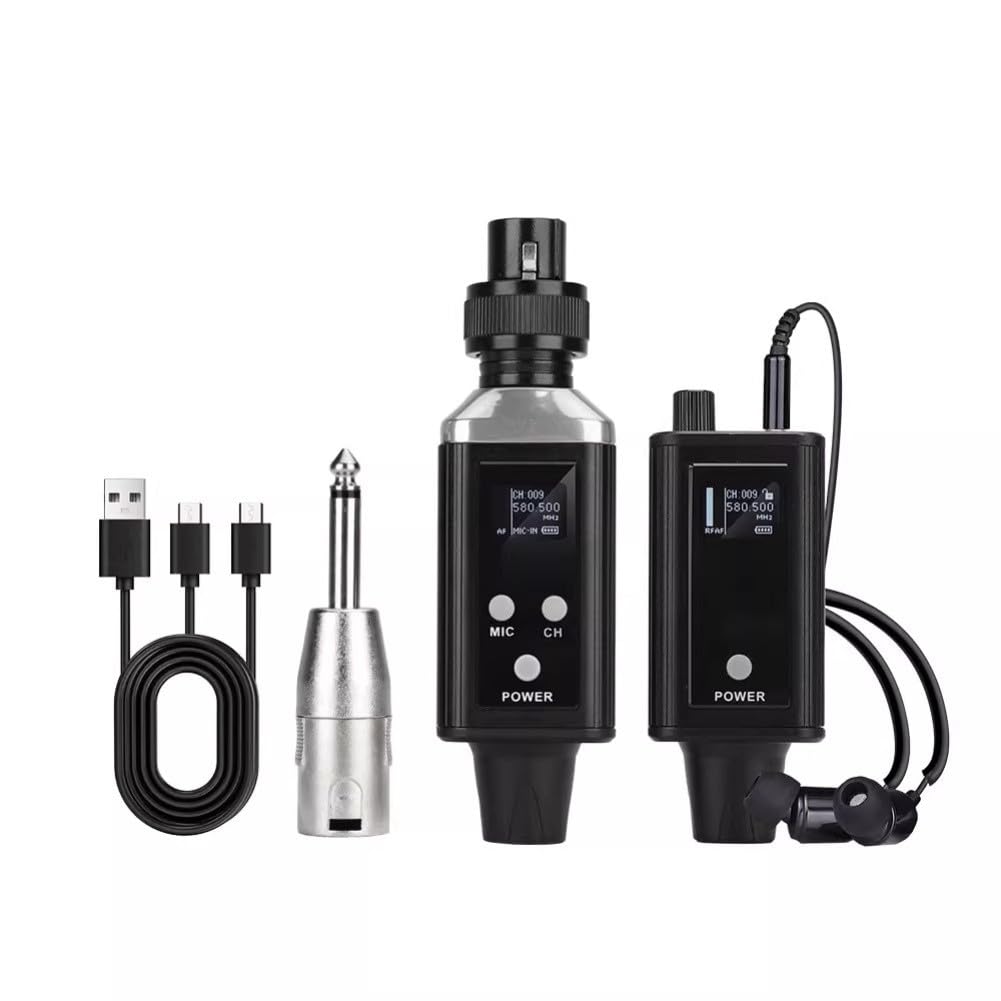Wiederaufladbares UHF Wireless In-Ear-Monitorsystem mit 16 Kanälen, 560-590MHz Digitale Modulation für Live-Performance, Studio und Bandproben