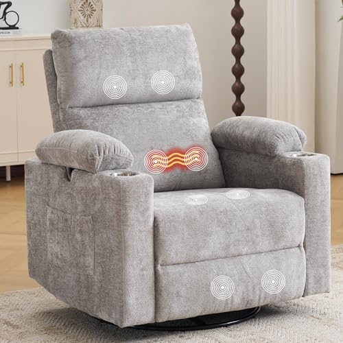 Oversized Massage Recliner Chair with Swivel and Heat