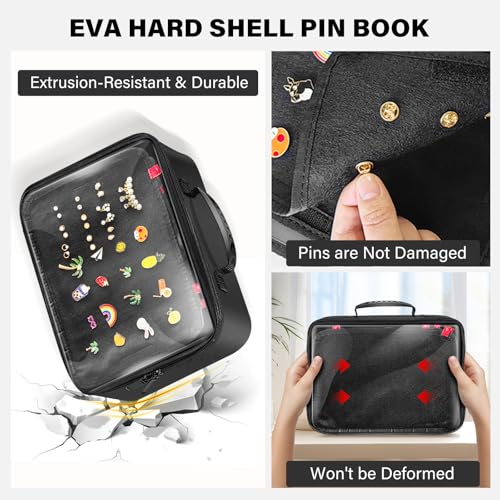 Enamel Pin Display Bag EVA Hard Shell Pin Trading Book, 18 Page Collectible Pin Board, Pin Display Case for Collectors, Suitable for Storing Enamel Pins, Sports Pins, Earrings and Brooches4