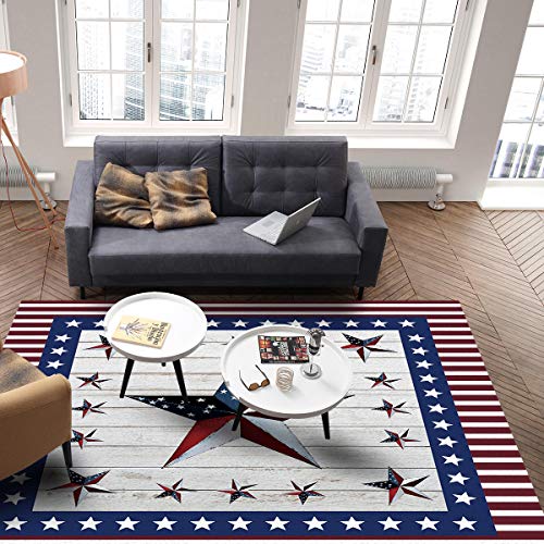 Lbdecor 3X5Ft Large Area Rugs For Living Room, Rustic Wood American Flag Collection Area Runner Rugs Non Slip Bedroom Carpets Hallways Rug, Outdoor Indoor Nursery Rugs Décor, Us Independence Day #TOP4