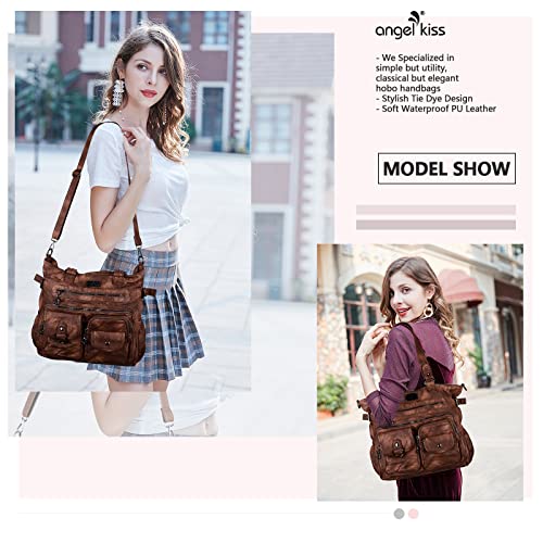 Image of Angelkiss Purses Handbags for Women PU Tote Satchel Bags for Women Pockets Shoulder Bags | PU