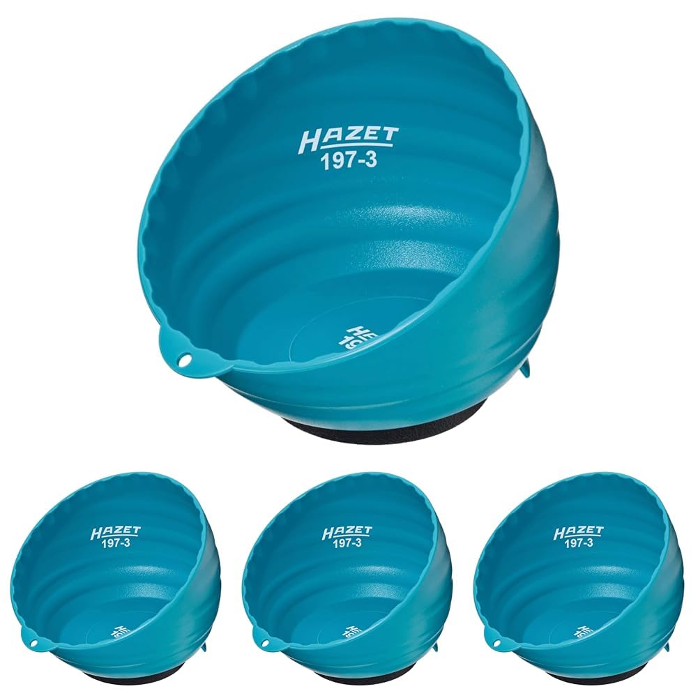 Hazet Magnetschale 197-3, 150 mm Durchmesser, aus leichtem Kunststoff mit robustem, starken Magnet - besonders praktisch zur Aufbewahrung von Kleinteilen wie Schrauben (Packung mit 4)