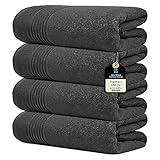ZUPERIA Bath Towels - 7 Pack - 30' x 54' - Ultra Soft 100% Cotton Large Bathroom Towels, Highly Absorbent Towel for Bathroom, Ideal for Pool, Home, Gym, Spa, Hotel (Dark Grey, 4 Pack (30'x60'))