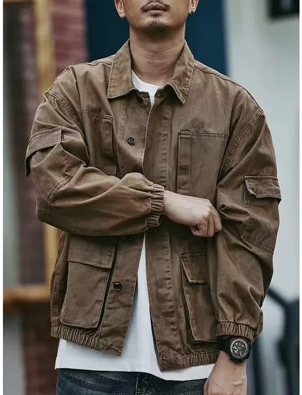Xingfenly Casual cargo jacket loose all-match men' denim coat