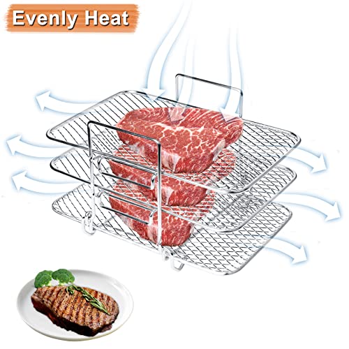 Air Fryer Rack Compatible With Ninja Dz201 Dz401 Powerxl Air Fryer 2-Basket Electric Fryer, Double Basket Air Fryers Rack, 304 Stainless Steel Toast Rack, Multi-Layer Grill Rack, Grill Rack #TOP5