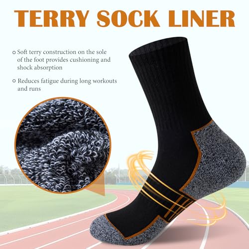 10 pairs Work Boot Socks, Moisture Wicking Cushioned Crew Socks for Men, Reinforced Toe and Heel for Abrasion Resistance3