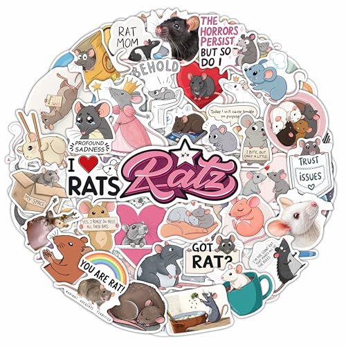 100Pcs Сute Rat Stickers for Water Bottle, Laptop - Funny Rat Gifts, Party Supplies & Party...
