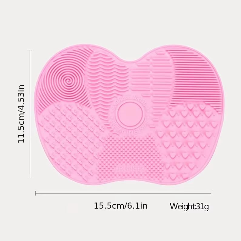 Silicone Apple-Shaped Makeup Brush Cleaner Pad With Suction Cup For Effective Cosmetic Tool Cleaning - 1 Pack