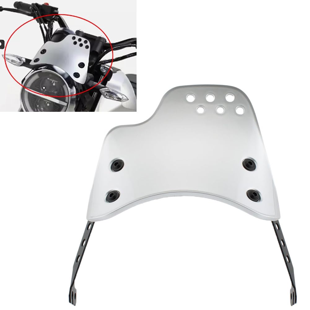 Parabrezza Anteriore Wave Argento Alluminio+Ferro Per Scrambler 800 2015-2024 (Tranne Per Cafe Racer E Modello 1100) Per Scrambler 400 2015-2024 1 Pz