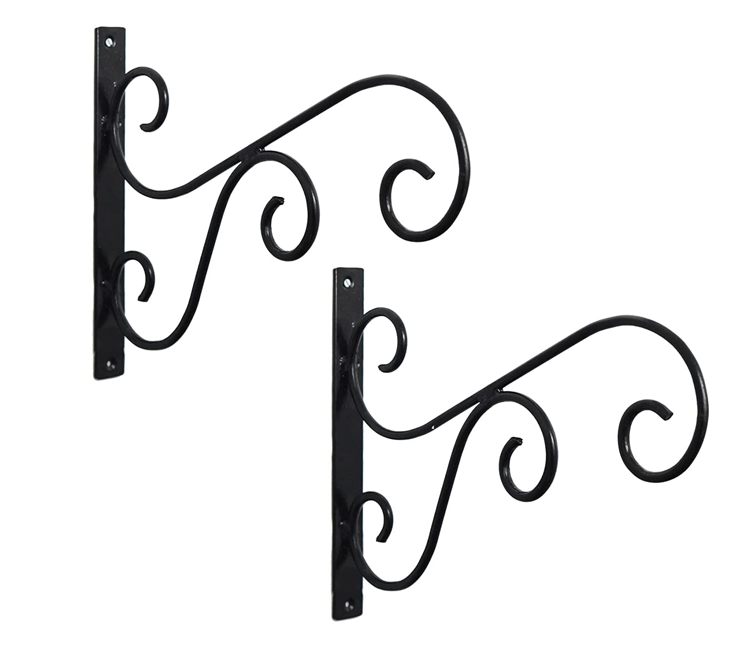 Woodiva Decorative Wall Shelf Brackets – Heavy-Duty Metal Wall Mounts for Shelves, Hanging Plants, Lanterns & Curtain Rods – Rustic Bronze Scroll Design, Indoor & Outdoor Use (Black-SS, Pack of 2)-image-15
