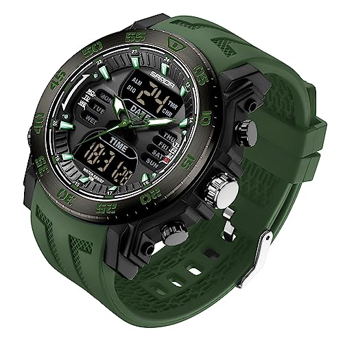 KXAITO Men’s Watches Sports Outdoor Waterproof Military Watch Date Multi Function Tactics LED Face Alarm Stopwatch for Men 6029