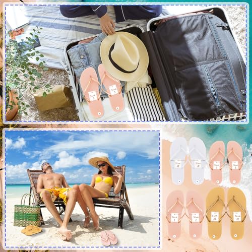 Image of 24 Pairs Flip Flops Bulk for Wedding Party Guest Sandals Hotel Guest Spa Slippers with Size Card Sign and Drawstring Bag