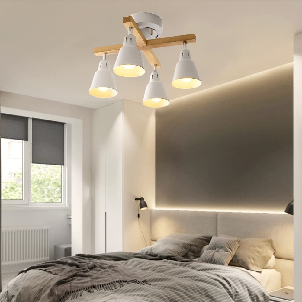 Amazon.co.jp : シーリングライト4灯 スポットライト 天然木 LED電球