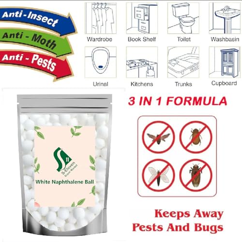 Image of White Naphthalene Balls for Clothes /Bathroom /Wardrobe /Moth, Protect Clothes 100% Safe /Smell Free /Stain-Free /Germs Free (250 gm)