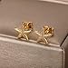 Gold Plated Starfish Stud Earrings, Textured Beach Theme Fashion Jewelry, Ocean Inspired Statement Earrings for Women, Nautical Style