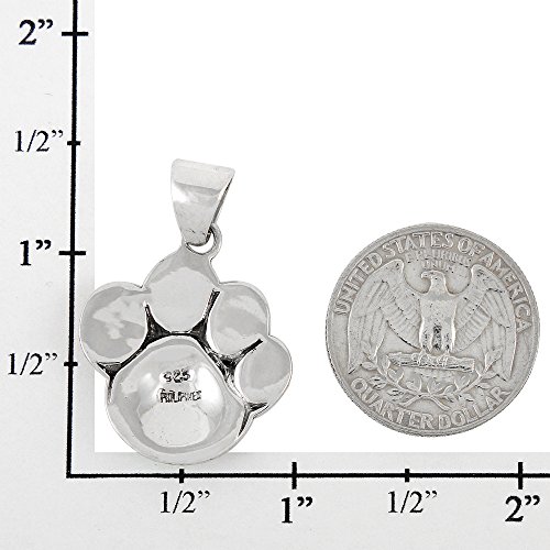 Dog-Paw-Pendant-Necklace-in-925-Sterling-Silver-with-Genuine-Turquoise-Gemstones