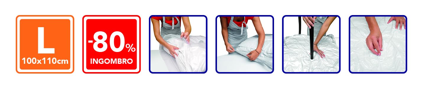 Sacchetti Sottovuoto Vestiti piumoni viaggio lenzuola -80% ingombro chiusura zip (12 pezzi (100x110 cm) Qualità Superiore GARANTITA