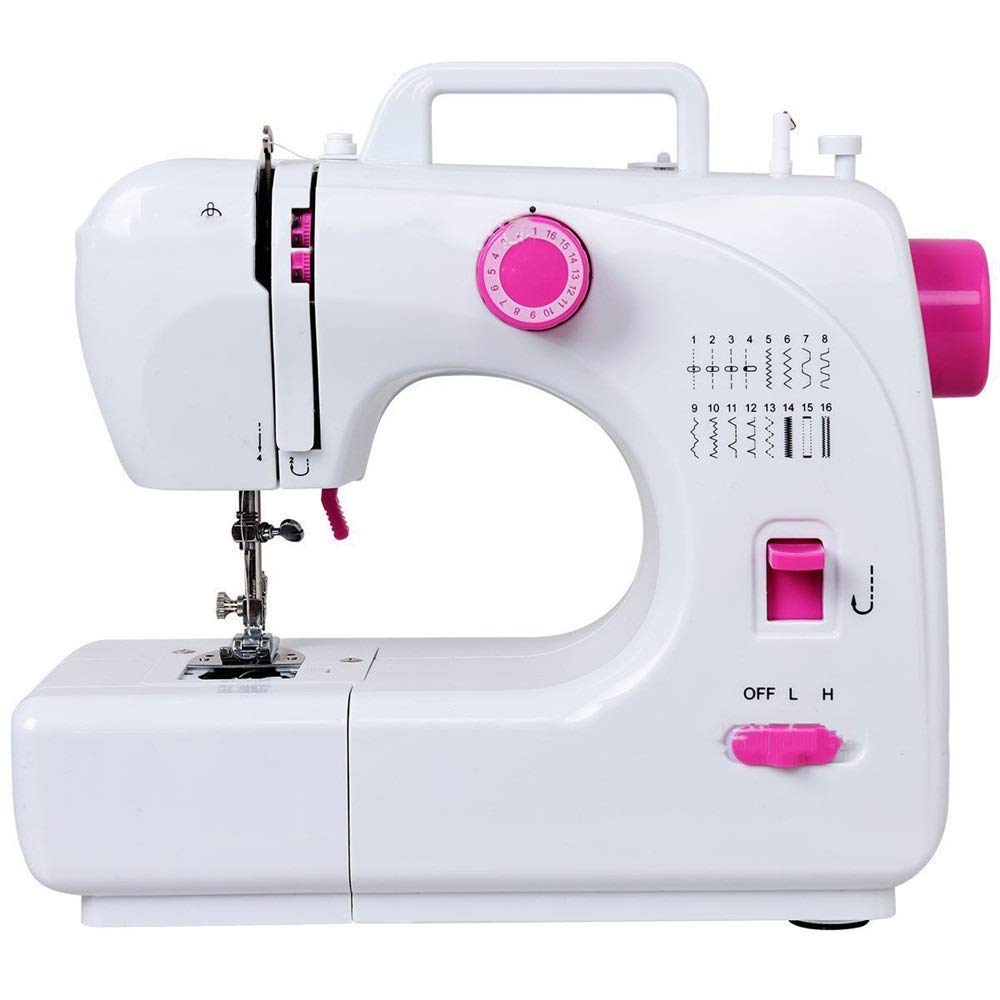 Portable Electric Handheld Embroidery Overlock Quick Multi-Function Mini Sewing Machine 16 Stitches Home Sewing Machi Dfbbb (Color : White, Size : 30.4X13X24.9Cm)