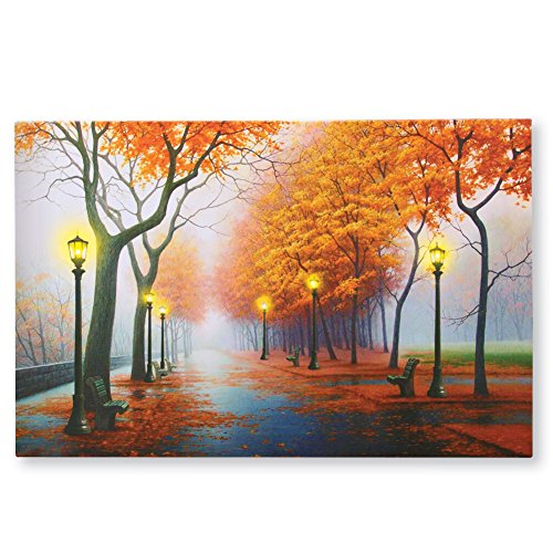 Collections Etc Autumn in The Park LED Lighted Canvas Wall Art